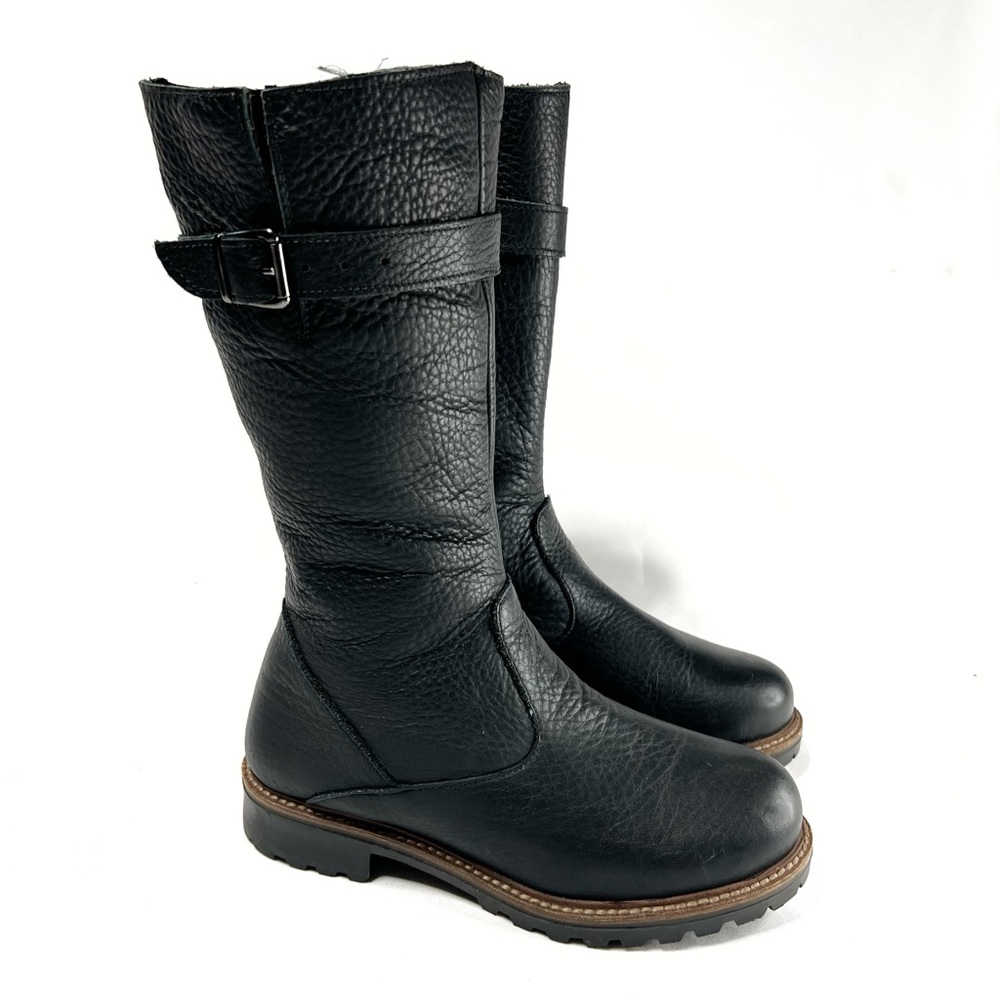 Maxine of Canada Genuine Pebbled Leather Tall Black Boots
